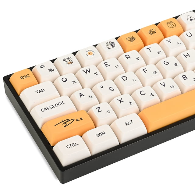 Teclas Guffercty kred GTSP XDA Honey Milk PBT Japanese Bee, juego de 140 teclas para fundas Cherry MX, teclado de tamaño completo, 60% 65% 75%(XDA/Honey Milk)