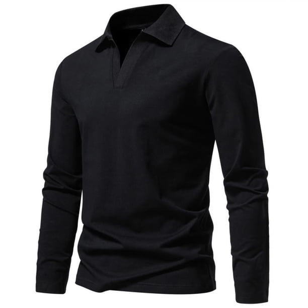 pstuiky camisas de manga larga para hombre, Blusas y camisas casuales de manga larga con cuello vuelto de color liso para hombre camisetas de hombre xxxxl