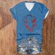 thumbnail image 3 of Tops Cortos para las Mujeres, Halloween Impreso V-Cuello Camiseta de Manga Corta, Tela de Imitación de Moda Casual, 3 of 3