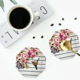 thumbnail image 4 of Sigee Bird and Floral for Water-Resistant, Heat-Resistant, Non-Slip Leather Coasters Set, Ideal for Coffee Table, Office, Bar, Home Decor-Octagon, 4 of 6