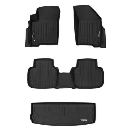 Dodge Journey Cargo Cover Maxliner 2012-2018 Dodge Journey With 1st Row Dual Floor Hooks Floor Mats 2 Rows Maxtray Cargo Liner Behind 3rd Row Set Black A0198/B0198/E0198 ()