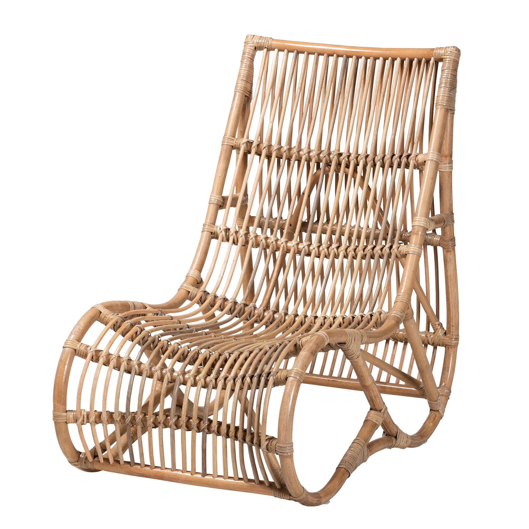bali & pari Genera Rattan BOHO Lounge Chair, Natural Brown