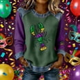 thumbnail image 2 of Tweang Mardi Gras Outfits For Women Denim Patchwork Loose Casual Pullover Tops Champagne Bottle And Floral Print Sweatshirt A1 White S-3XL, 2 of 4