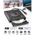thumbnail image 3 of Tigebraver External CD DVD Drive, 8 in 1 USB 3.0 & Type-C Disc Reader Writer Burner, Slim Portable DVD/CD +/-RW Optical Drive for PC Laptop Desktop MacBook Mac Windows Linux, Silver, 3 of 9