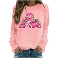 thumbnail image 3 of QATAINLAV Prime Today Chandails en Molleton Ruban Rose pour Femmes 2025 Mode Automne Manches Longues Chemises Décontractées Col Rond Chandail Blouse Sensibilisation au Cancer du Sein Hauts Rose m, 3 of 6