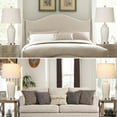 thumbnail image 5 of Cinkeda 25" Touch Control Table Lamp Set of 2, White Resin Jar Body with Oatmeal Linen Shade, USB-C & AC Outlet, 3-Level Dimmable, Dimmable LED Bulb Included for Bedroom, 5 of 7