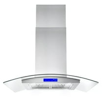 Joeaonz 36-Inch Island Mount Range Hood with 900 CFM, 4 LED Lights, Glass LCD Touch Control