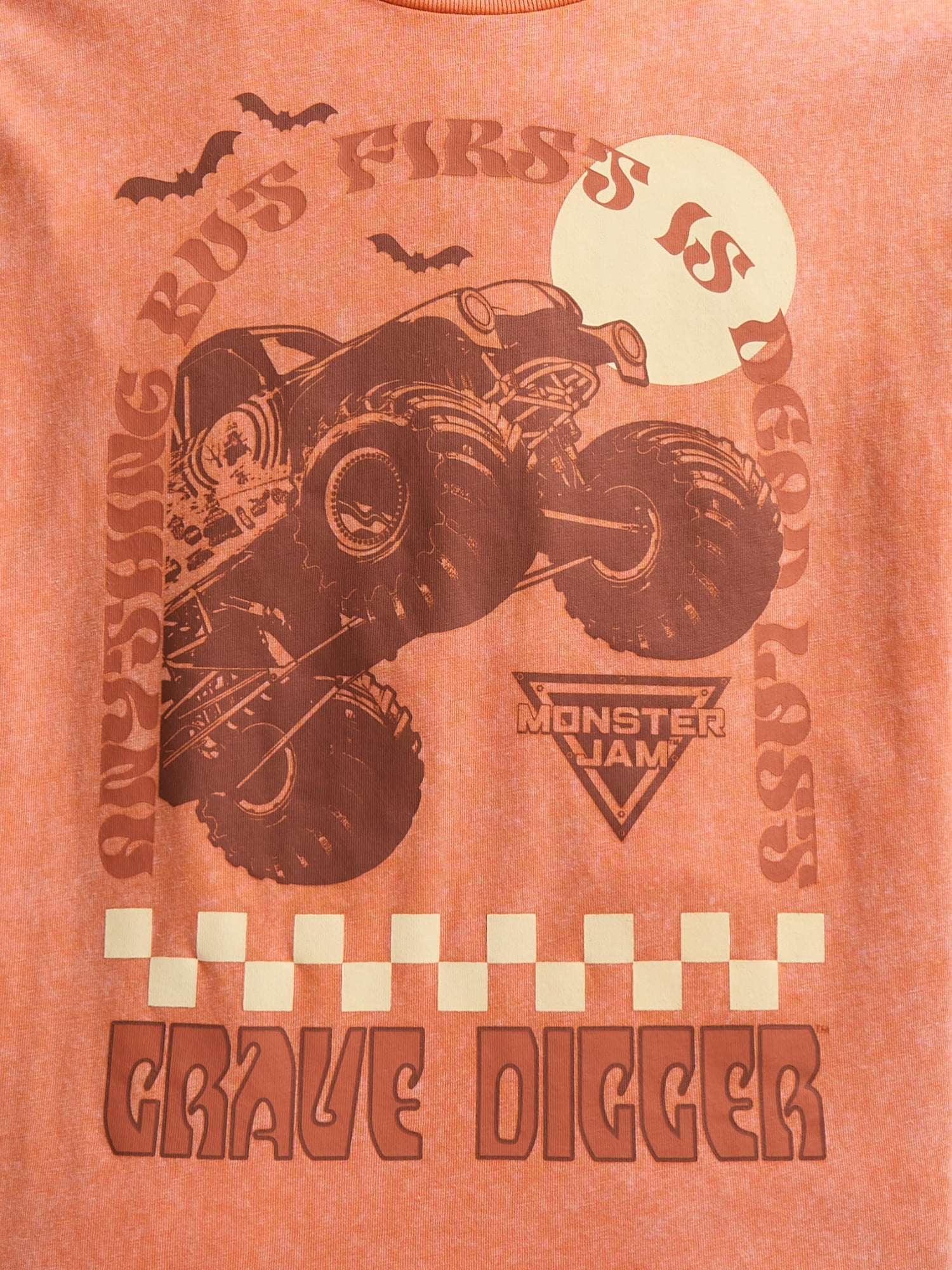 Monster Jam Boys Washed Halloween Graphic Tee with Short Sleeves, Sizes 4-18