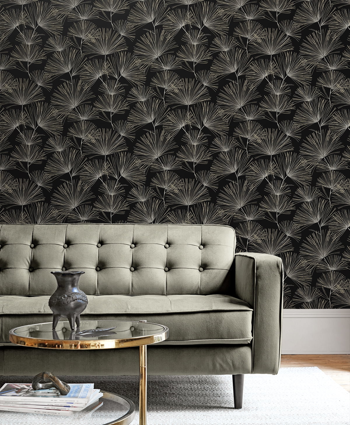 NextWall Ebony & Pavestone Pine Needle Peel and Stick Wallpaper