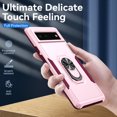 thumbnail image 4 of Designed for Google Pixel 6 Pro Case, Military-Grade Drop Protection, Shockproof Phone Case Cover, Magnetic Car Mount Ring Kickstand Bumper Hard Case for Google Pixel 6 Pro,Pink + Rose, 4 of 8