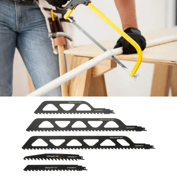 Metal Reciprocating Saw Blades, 5Pcs Coarse Fine Tooth Prevent Heat Woodworking Reciprocating Saw Blades for Demolition Masonry