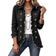 thumbnail image 3 of Womens Long Sleeve Ruffle Button Front Cardigan Jacket Lightweight Open Front Layered Top Structured Collar Casual Outerwear Fall Jackets for Women, 3 of 7