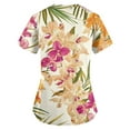 thumbnail image 3 of SAATLERI Womens Scrub Tops Hawaiian Printed Stretchy Nursing Scrubs Plus Size Soft Easy Care Workwear Holiday Medical Uniform, 3 of 4