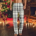 thumbnail image 2 of XUNKUSGA Mens Pajama Pants Fashion Plaid Pj Bottom Comfy Casual Men's Pants Loose Straight Leg Bottom Trousers Soft Cotton Men's Sleepwear S-2XL Gray, 2 of 5
