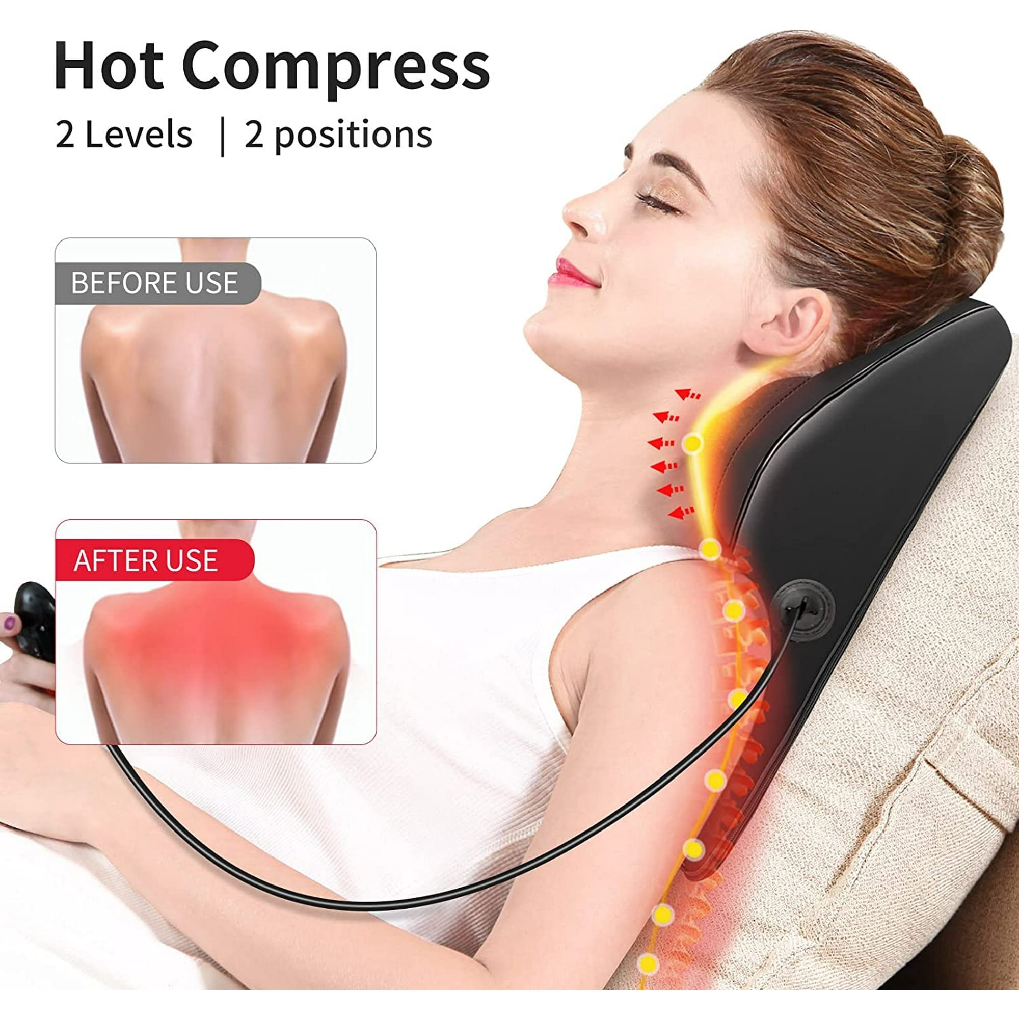 Boriwat Back Massager with Heat, Massagers for Neck and Back,  3D Kneading Massage Pillow for Back, Neck, Shoulder, Leg Pain Relief, Gifts  for Men Women Mom Dad, Stress Relax at Home