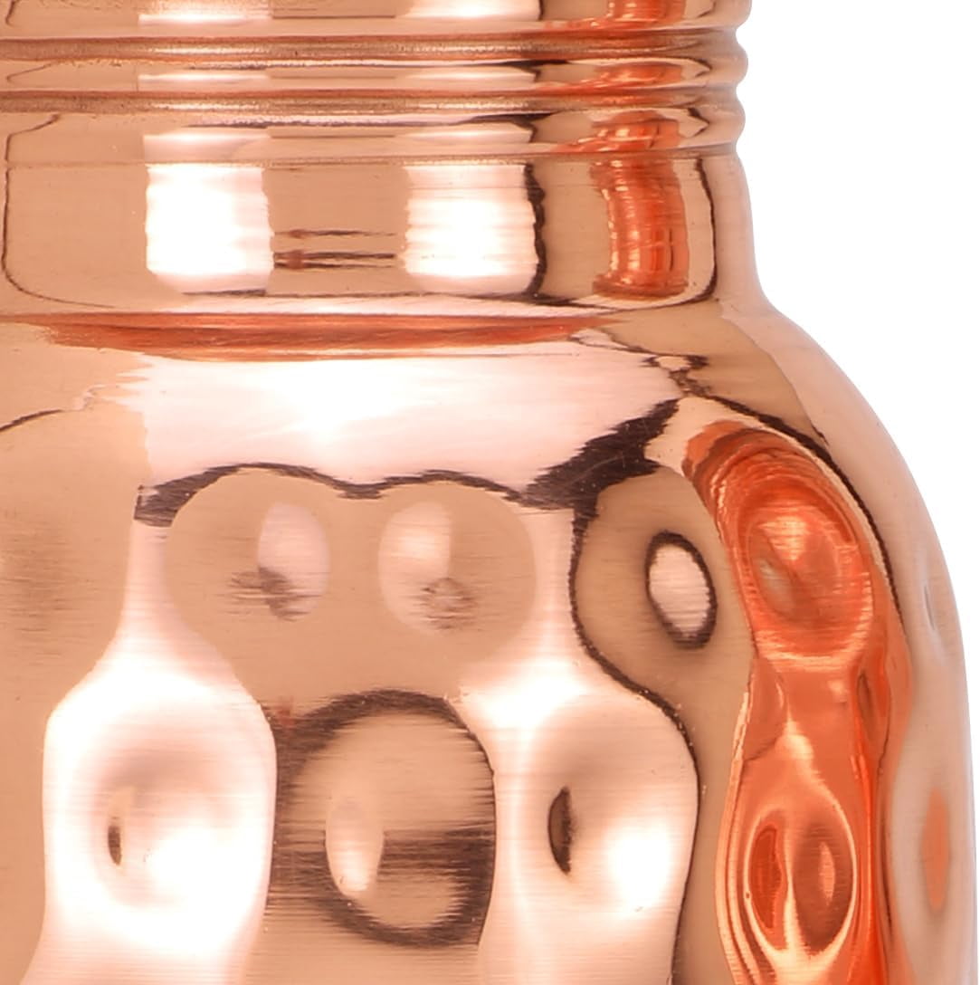 Copper Water Bottle (34oz/1000ml) w/a Carrying Canvas Bag | 100% Pure Copper Bottle for Drinking Water | Lab-Tested, Heavy Duty & Leak-Proof | Authentic Ayurvedic Copper Water Bottle