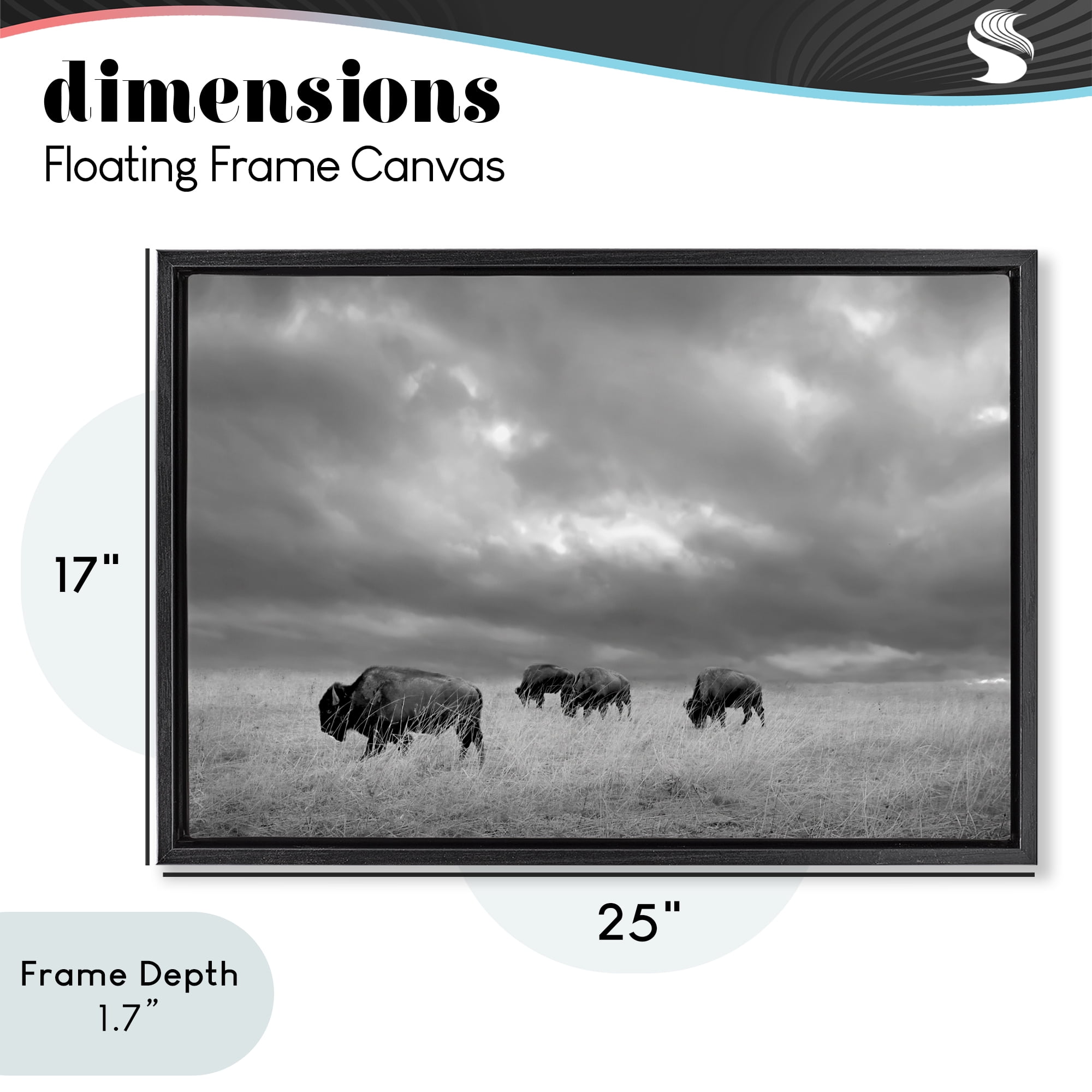 Stupell Industries Bisons Under an Autumn Sky Black Framed Floater Canvas Wall Art, design by Steve Toole