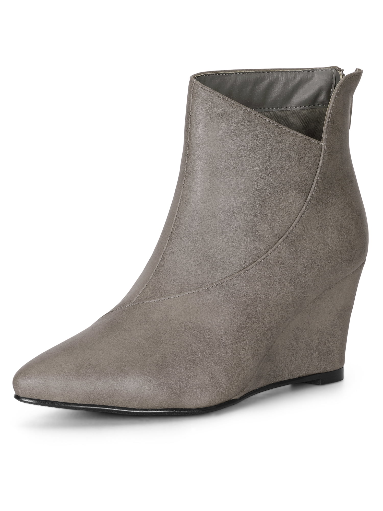 Women‘s Zipper Wedge Ankle Boots Gray (Size 8.5) Walmart Canada
