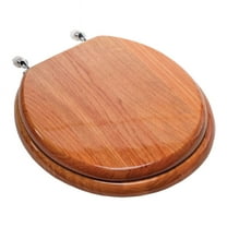 Jones Stephens C2B1R17CH Oak - Chrome Hinge Round Wood Toilet Seat