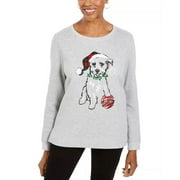 Karen Scott Women's Petite Embellished Sweatshirt Gray Size Medium