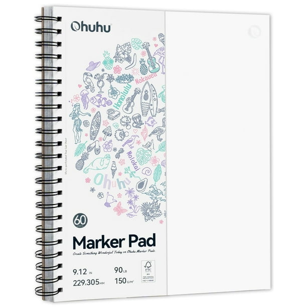 Rotulador Ohuhu Art, cuaderno de bocetos, 9 x 12, 150 g/m², 60 hojas