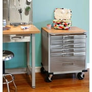 Seville Classics UltraHD Heavy Duty Rolling Workbench Table with Wood Top, Granite, 6-Drawer, 28 W x 25 D
