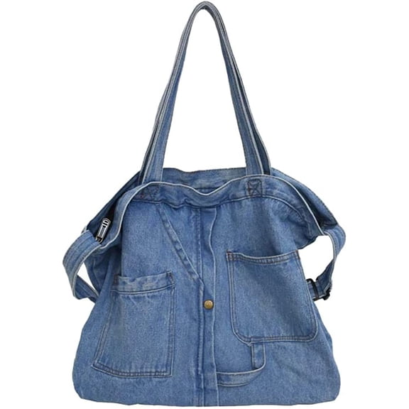 CoCopeaunts Women‘s Casual Denim Shoulder Bag Large Hobo Satchel Messenger Bag Fashion Purse Canvas Crossbody Bag