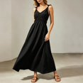 thumbnail image 3 of Summer Dresses for Women 2026 Flowy Casual Midi Dress V Neck Beach Vacation for Wedding Guest Party Vacation(Black,S), 3 of 5