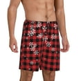 thumbnail image 2 of Rocae Red Buffalo Plaid for Men's Soft Sleep Pajama Shorts, Waistband and Pockets-X-Large, 2 of 6