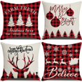 thumbnail image 1 of fundas de almohada de Navidad , funda de almohada de lino rústico para festividades,rojo y blanco, para sofá, sillón, decoración de Navidad, 1 of 5