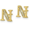 thumbnail image 2 of 14k White Gold Diamond Initial N Earrings - 8mm Natural Diamonds, 2 of 5
