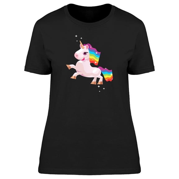 Cartoon Of Smiling Unicorn T-Shirt Women -Image by Shutterstock, Female Medium