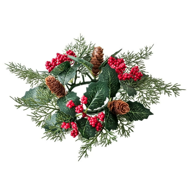 Fiudx Corona Navideña con Velas, Decoración de Mesa con Aromaterapia, Centro de Mesa Navideño, Decoración Versátil para El Hogar, Regalo Ideal para La Familia, 28 Cm de Diámetro.