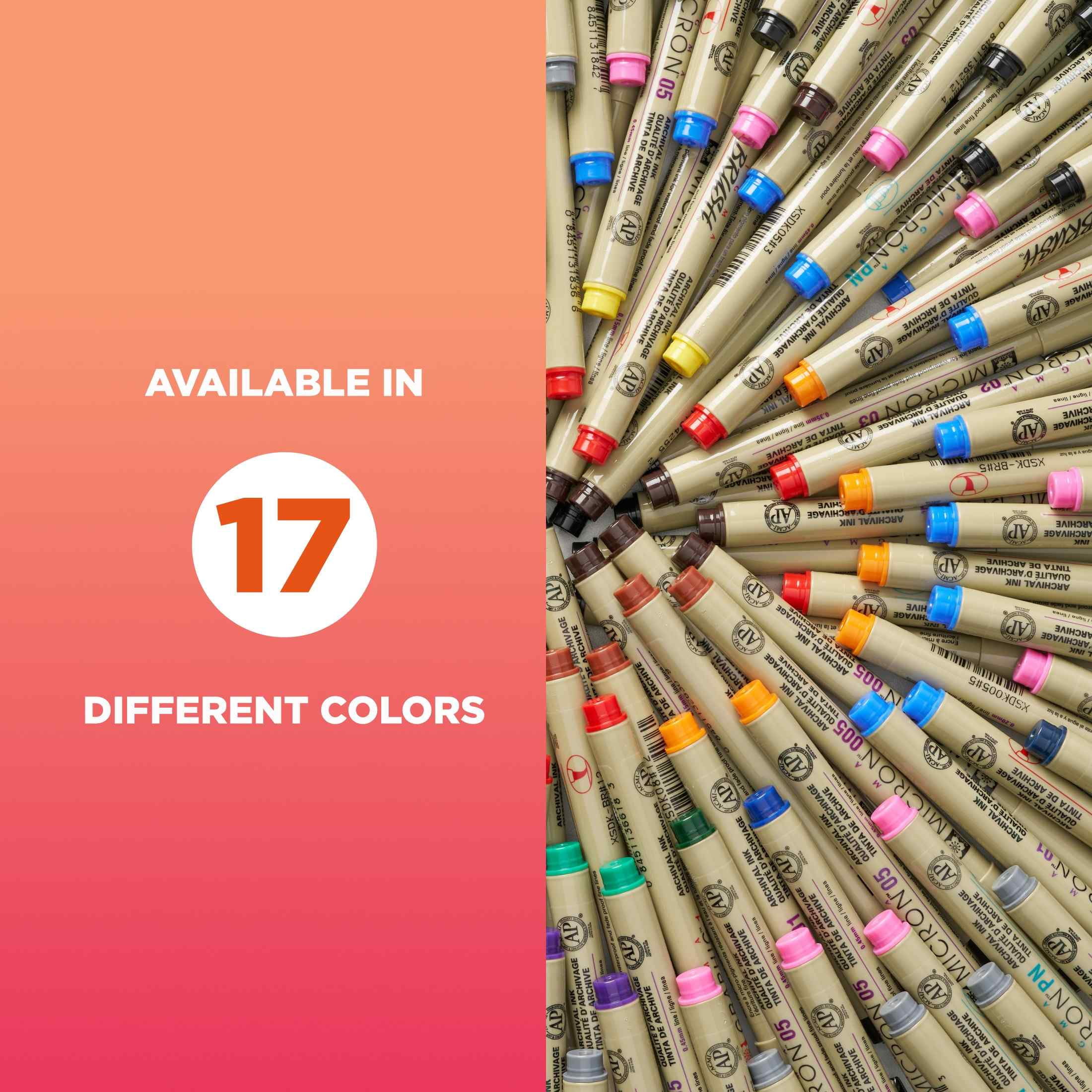 SAKURA Pigma Micron Fineliner Pens - Archival Black & Colored Ink Pens - For Writing, Drawing, or Journaling - Assorted Point Sizes - 73 Pack with Container