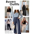 thumbnail image 6 of Womens Casual Wide Leg Pants High Waisted Button Down Straight Long Trousers Palazzo Pants Slacks with Pockets S-3XL, 6 of 7