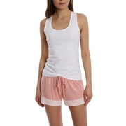 Super Soft Lace Trim Printed Loungewear Short - Pink Dot - Medium