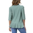thumbnail image 3 of INSPIRE CHIC Valentine's Day Women's Eyelet 3/4 Sleeve Ruffle Open Front Casual Cardigans S Grey Green, 3 of 6