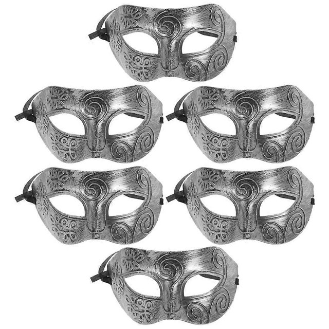 Plastic Masquerade Mask for Men Vintage Antique Mask for Decoration 6Pcs