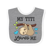 Inktastic My Titi Loves Me with Sloth and Hearts Boys or Girls Baby Bib