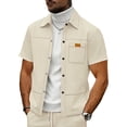 thumbnail image 4 of Western Shirts for Men Short Sleeve Waffle Pearl Snap Shirts for Men Button Up Shirt Cowboy Casual Work Shirt Size 3XL Khaki, 4 of 5