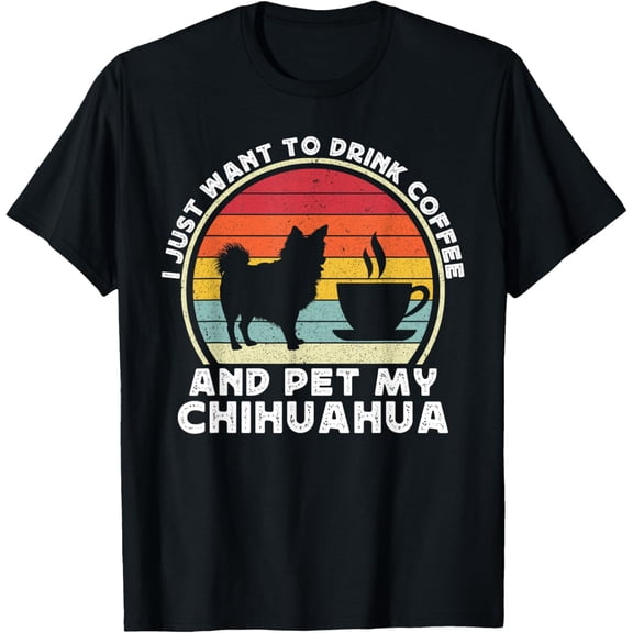 Playful Comfort Tee - Coffee And Chihuahua Funny Long Haired Hair Chiwawa Dog Mom T-Shirt