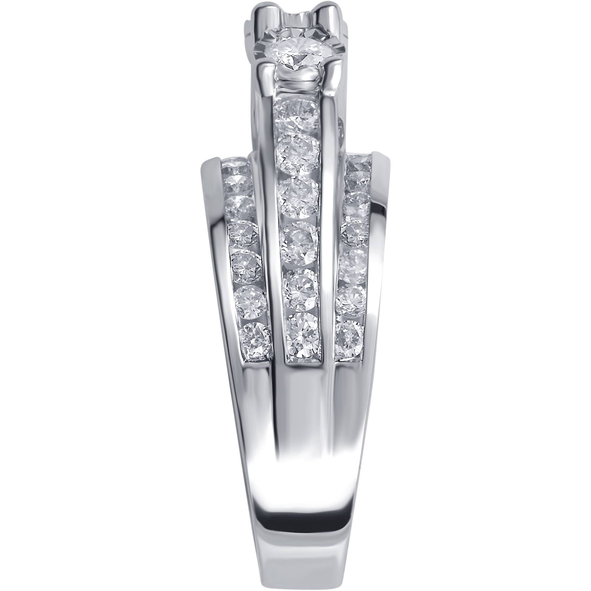 Arista 2 Ct Round White Diamond 3-Stone Anniversary Ring in 10K White Gold (I-J, I3)