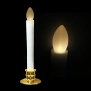 StarQualityBargain 2Pack Flameless Taper Candles with Remote, 8 LED Fake Electric Candlesticks,Battery Operated 3D Flickering Window Candles,Gold