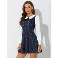 thumbnail image 2 of DARING DIVA Plaid Peter Pan Collar Mini A-Line Dress L Dark Blue, 2 of 6