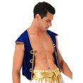 thumbnail image 4 of LiiYii Mens Arabian Prince Outfit Street Rat Vest Waistcoat Sleeveless Jacket Outerwear Party Outfit Royal Blue L, 4 of 6