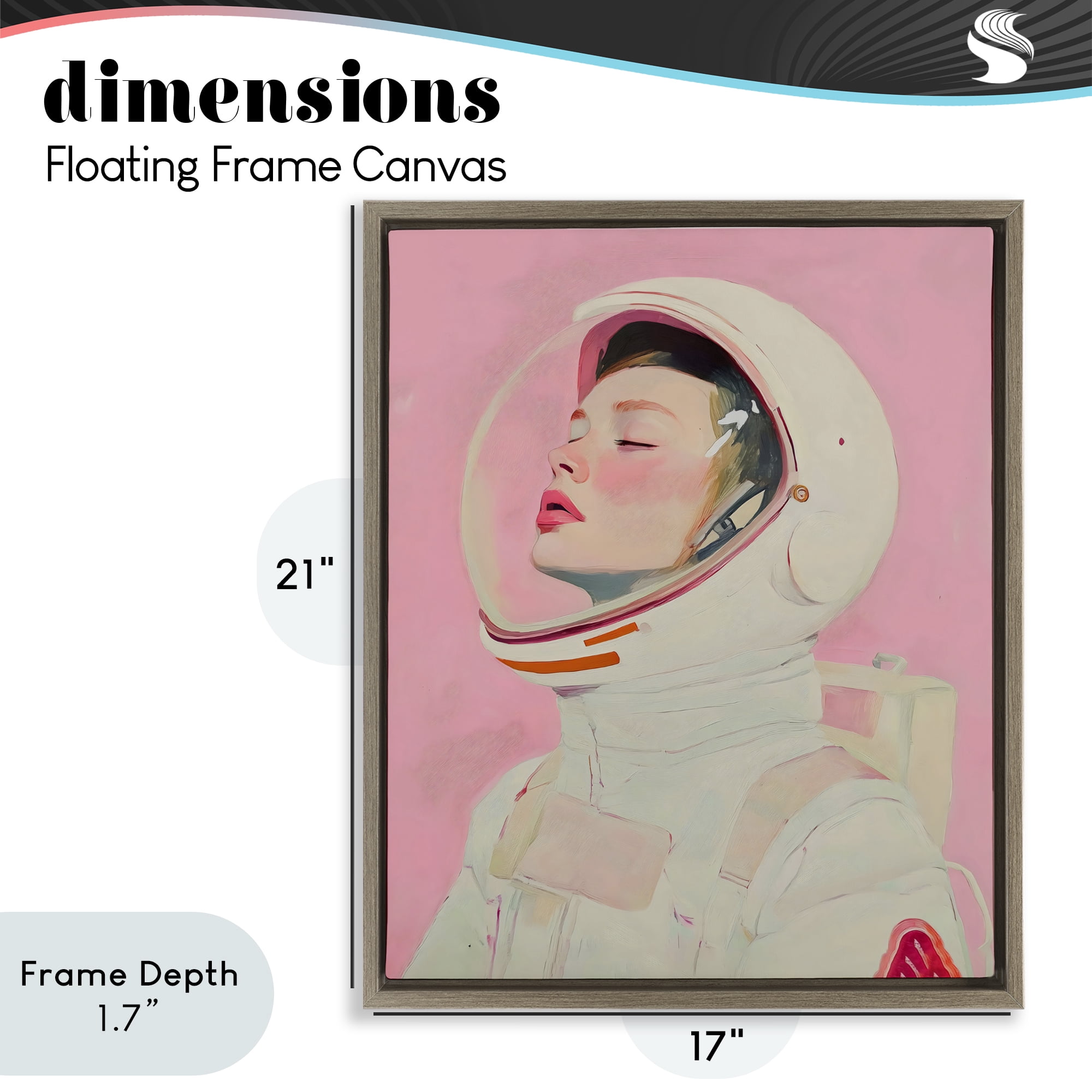 Stupell Industries Pink Astronaut Girl Brown Framed Floater Canvas Wall Art, design by The Prints Vibe