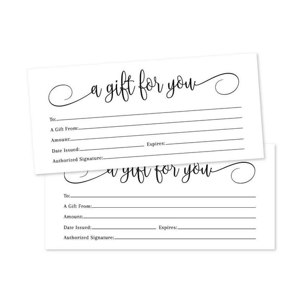 25 4x9 White Blank Gift Certificate Cards Vouchers for Holiday