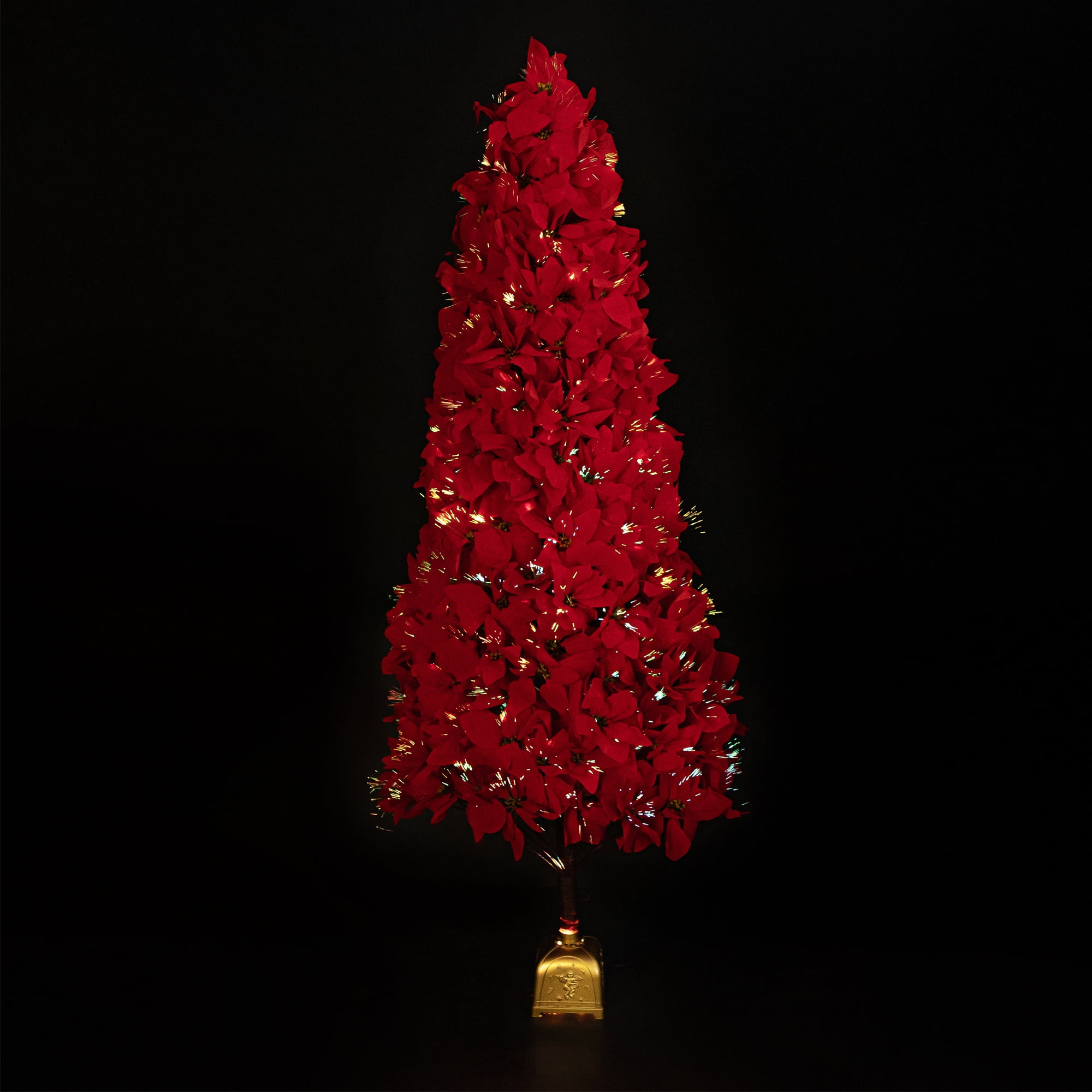 Pre-Lit Fiber Optic Color Changing Red Poinsettia Christmas Tree - 6'