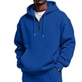 thumbnail image 2 of Qwertyu Big and Tall Hoodies for Men Crew Neck Long Sleeve Quarter Zip Up Sweatshirt Fall Winter Casual Loose Pullover Hoodies with Pockets Royal Blue 3XL, 2 of 3