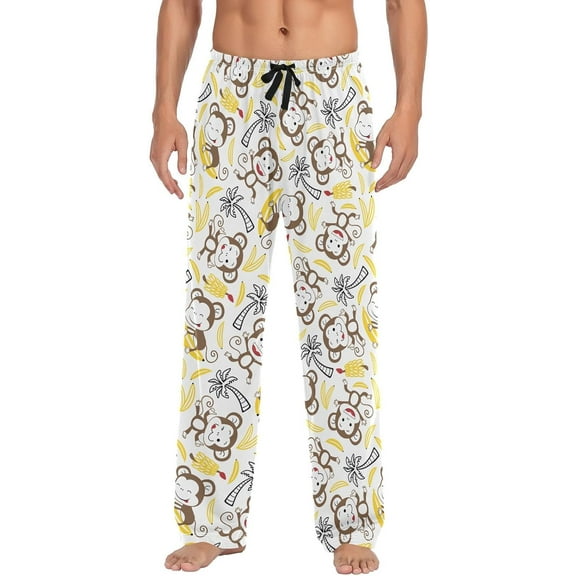 Top-kevin Men's Pajama Pants Super Soft Funny Cartoon Monkey Banana Sleep Lounge Pants Pjs Bottoms with Pockets
